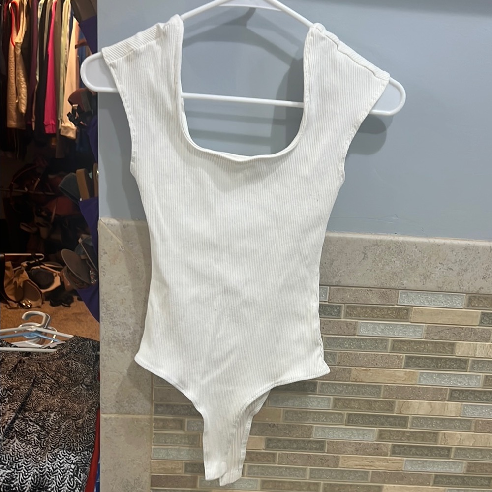 Altar'd State White Bodysuit with High-Cut Design